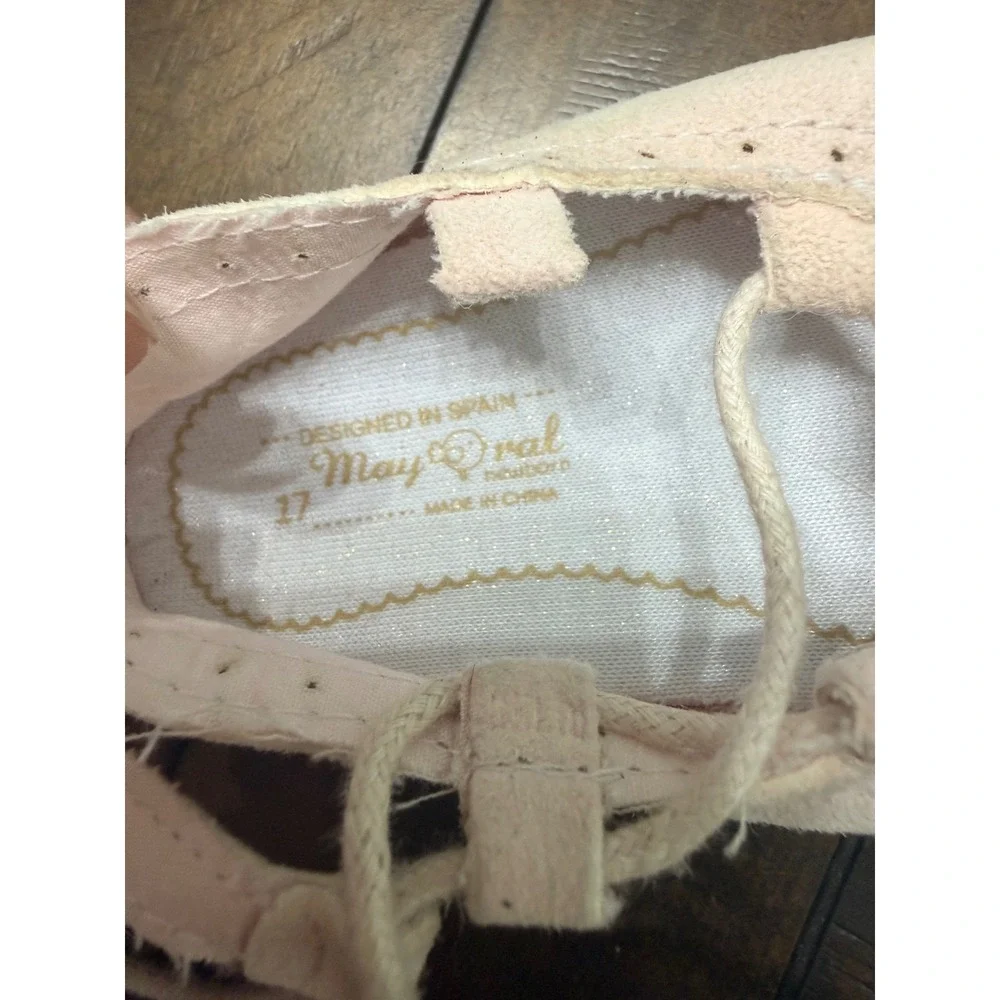 Mayoral Newborn Pink Suede Lace Up Ghillie Ballet Flats Crib Shoes Size 17